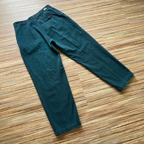 Pleated High Rise Trousers Taper Leg Pants Teal Green Vintage 90s Cream Brand - Picture 6 of 6